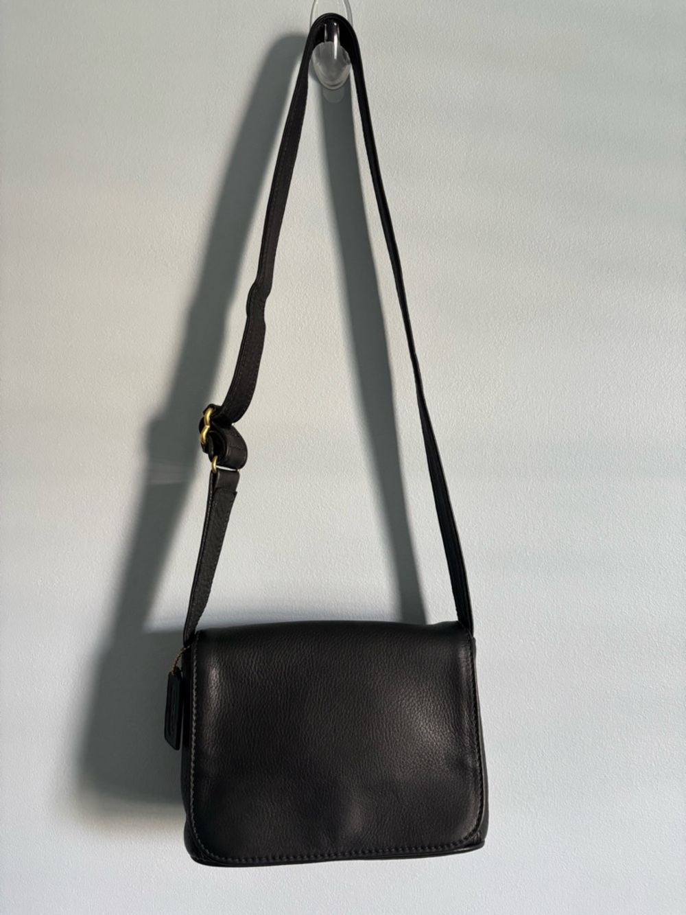Vintage Coach Black Sonoma Pebbled Leather Shoulder Bag (misprinted creed)